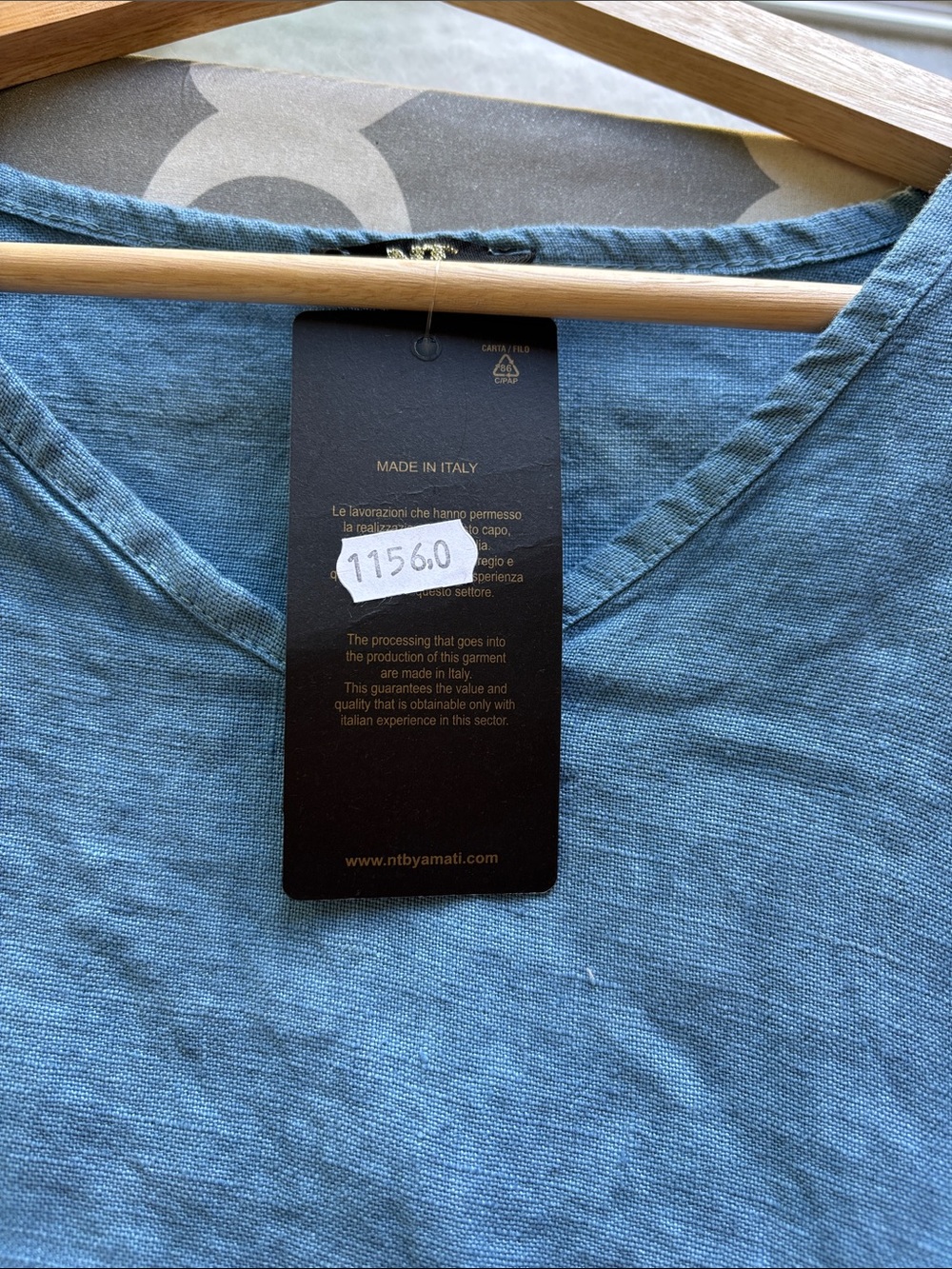 NT By Amati Blue Linen Casual Short-Sleeve Shirt- NWT - Picture 4 of 4